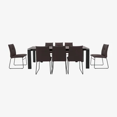Furniture Village Connubia by Calligaris - Gate Extra Large Extending Dining Table and 8 Maya Ski Leg Faux Leather Chairs - Ebony