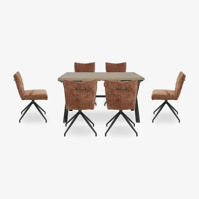 Furniture Village Saturn Small Straight Edge Dining Table and 6 Swivel Chairs