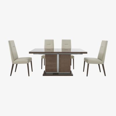Furniture Village ALF - Vito Small Extending Dining Table and 4 Cream Faux Leather Dining Chairs