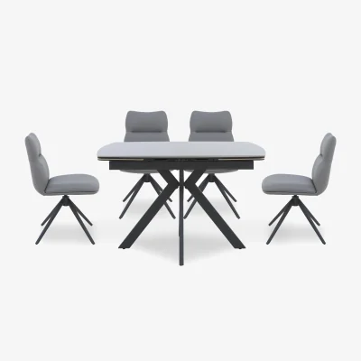 Furniture Village Quattro Extending Draw Leaf Table and 4 Swivel Dining Chairs