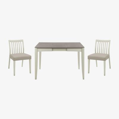 Furniture Village Skye Small Table and 2 Slatted Chairs - Grey