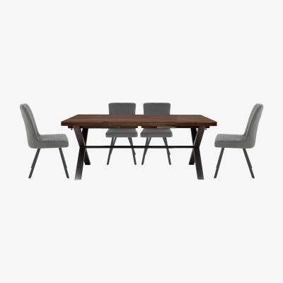 Furniture Village Mars Large Dining Table with 4 Velvet Chairs