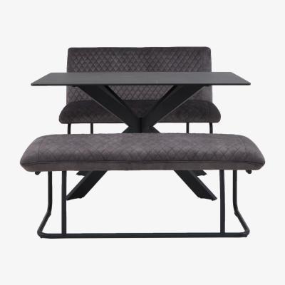 Furniture Village Creed Small Table, High Back Bench and Low Bench Dining Set