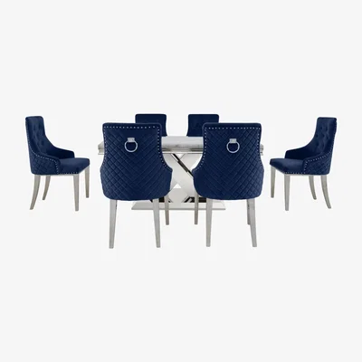 Furniture Village Dolce Small Dining Table and 6 Button Back Chairs