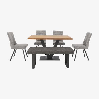 Furniture Village Compact Earth Dining Table, 4 Dining Chairs and Low Dining Bench
