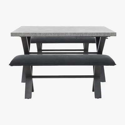 Furniture Village Moon Dining Table and 2 Small Dining Benches