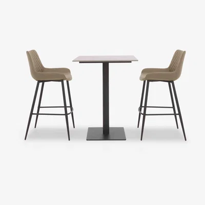 Furniture Village Ion Table with 2 Bar Stools - Light Brown