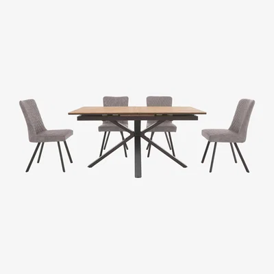 Furniture Village Earth Pop-Up Extending Dining Table and 4 Chairs - Platinum