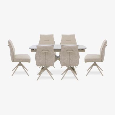 Furniture Village Mirage Small Extending Dining Table and 6 Swivel Chairs