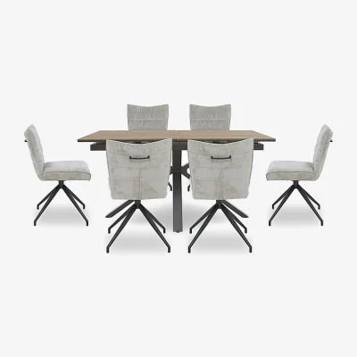 Furniture Village Saturn Pop-up Extending Dining Table and 6 Swivel Chairs