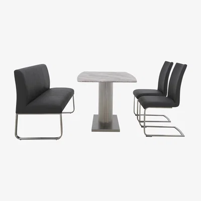 Furniture Village Cocoon Dining Table, 2 Chairs and High Back Bench - Black