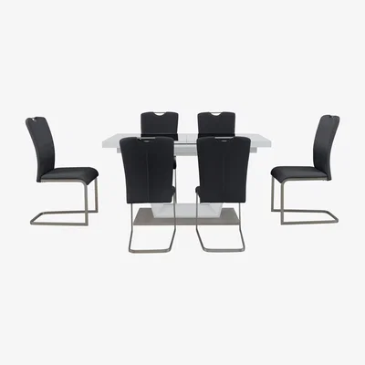 Furniture Village Bianco Small Extending Dining Table and 6 Chairs Dining Set