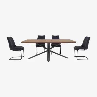 Furniture Village Habufa - Philadelphia Dining Table and 4 Dining Chairs - 250-cm - Black