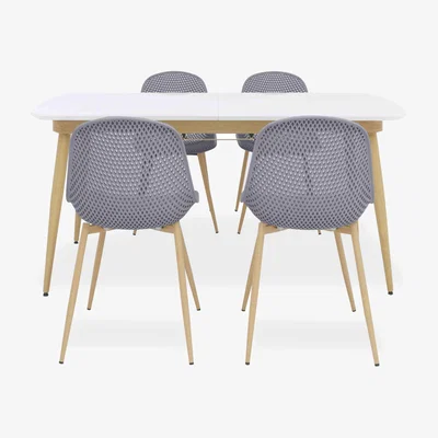 Furniture Village Jonah Extending Dining Table with 4 Trellis Plastic Chairs - 125-cm