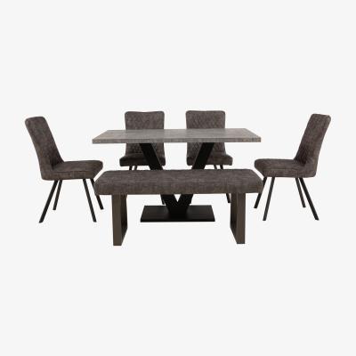 Furniture Village Rocket Dining Table, 4 Earth Chairs and Compact Earth Low Bench Dining Set