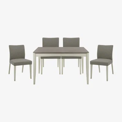 Furniture Village Skye Medium Table and 4 Upholstered Chairs - Grey