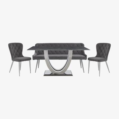 Furniture Village Donnie Dining Table, Bench and 2 Chairs - Grey