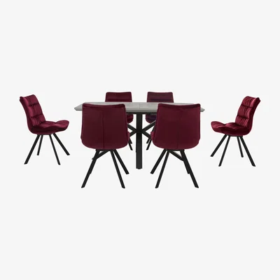 Furniture Village Diego Rectangle Extending Dining Table and 6 Chairs - Red