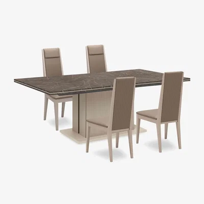 Furniture Village Lusso Large Extending Dining Table and 4 Panelled Faux Leather Chairs