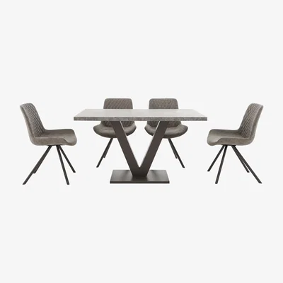 Furniture Village Rocket Dining Table and 4 Faux Leather Chairs Dining Set