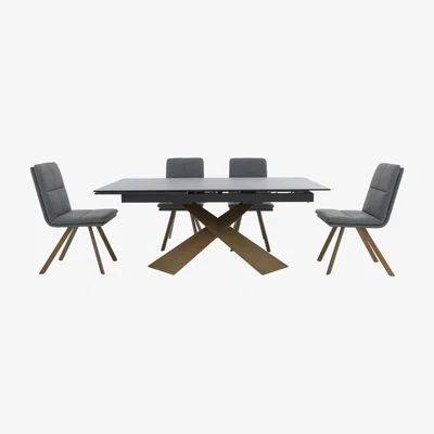 Furniture Village Veyron Extending Dining Table with 4 Chairs - Grey