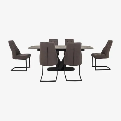 Furniture Village Merlin Extending Dining Table and 6 Chairs - Grey