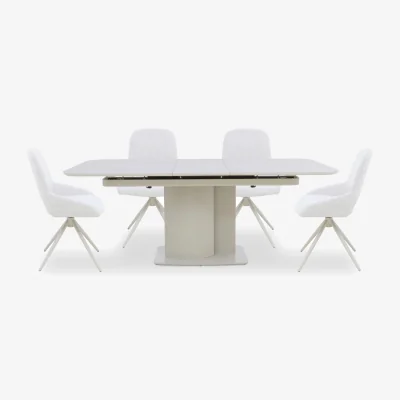 Furniture Village Pebble Pop Up Extending Dining Table and 4 Swivel Chairs - 160-cm