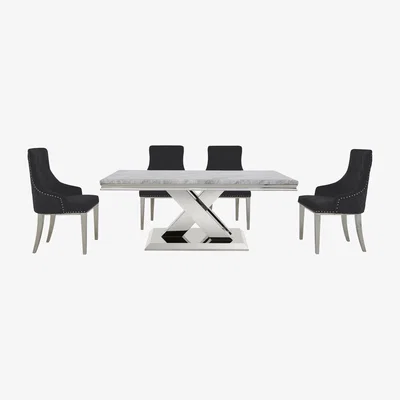Furniture Village Dolce Dining Table and 4 Button Back Dining Chairs
