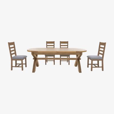 Furniture Village Hewitt Oval Extending Dining Table and 4 Slatted Dining Chairs