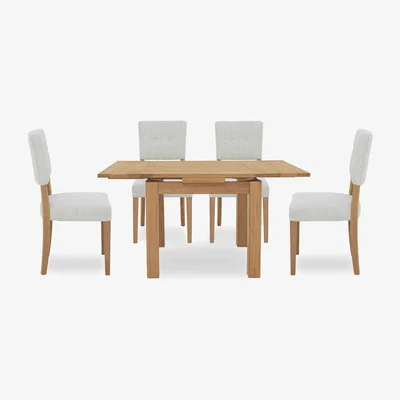 Furniture Village Augusta Draw Leaf Extending Dining Table and 4 Open Back Upholstered Chairs