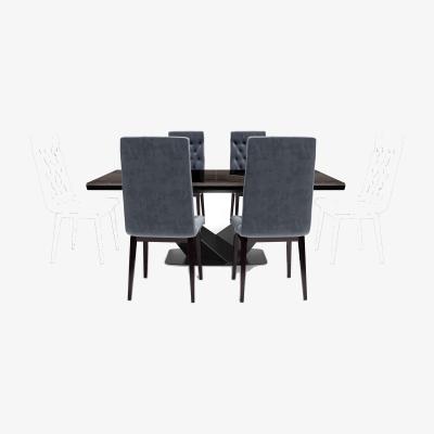 Furniture Village Vita Extending Dining Table and 6 Button Back Chairs - 260-cm