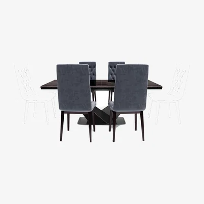 Furniture Village Vita Extending Dining Table and 6 Button Back Chairs - 260-cm