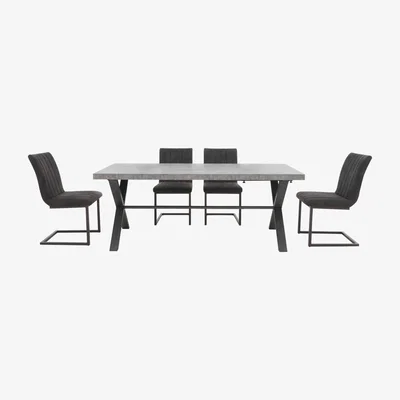 Furniture Village Moon Dining Table and 4 Cantilever Dining Chairs Dining Set - 150-cm
