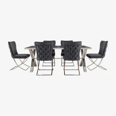 Furniture Village Vanquish Large Dining Table and 6 Dining Chairs
