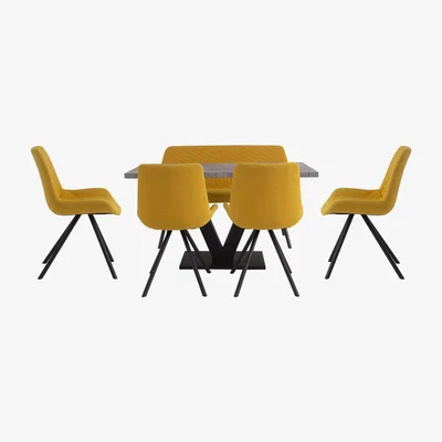 Furniture Village Rocket Dining Table, 4 Chairs and High Back Bench Dining Set