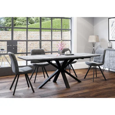 Furniture Village Diego Rectangle Extending Dining Table and 4 Chairs - Teal