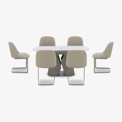 Furniture Village Ivy Extending Dining Table and 6 Cantilever Chairs - 130-cm