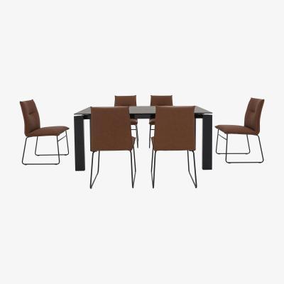Furniture Village Calligaris - Gate Dining Table and 6 Maya Ski Leg Faux Leather Dining Chairs