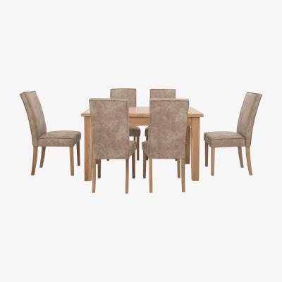 Furniture Village Furnitureland - California Solid Oak Rectangular Extending Table and 6 Faux Suede Chairs