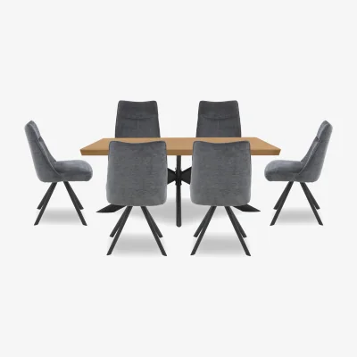 Furniture Village Bodahl - Athena 160cm Compact Soft Edge Dining Table and 6 Swivel Chairs