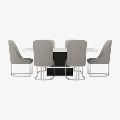 Furniture Village Stone International - Annalisa Dining Table and 6 Fabric Dining Chairs