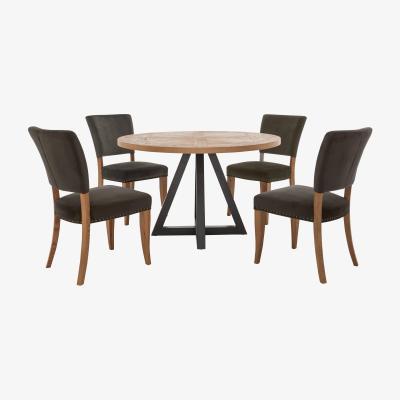 Furniture Village Globe Table and 4 Velvet Chairs Set - Grey