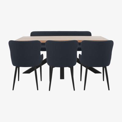 Furniture Village Osaka Dining Table, 3 Chairs and Dining Bench - Blue