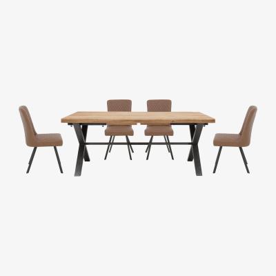 Furniture Village Earth Large Straight Edge Dining Table and 4 Chairs - 190-cm