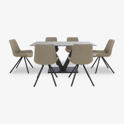 Furniture Village Ion Fixed Dining Table with 6 Chairs - 160-cm - Light Brown