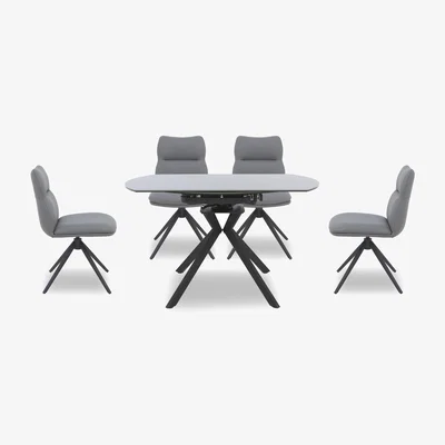 Furniture Village Quattro Extending Swivel Dining Table and 4 Swivel Chairs