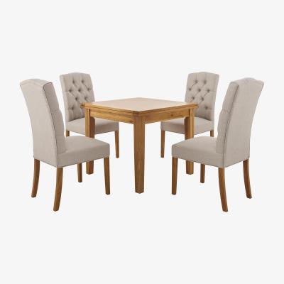 Furniture Village Furnitureland - California Solid Oak Flip Top Extending Table and 4 Button Back Upholstered Chairs
