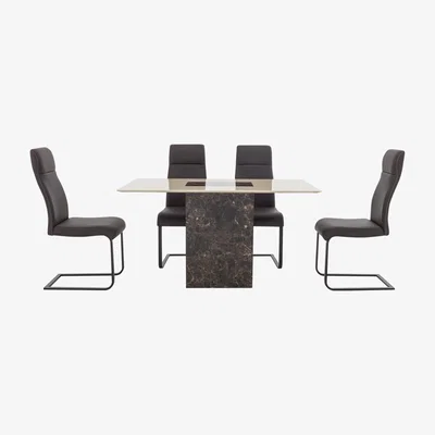 Furniture Village Albarino Dining Table and 4 Dining Chairs Set - Brown