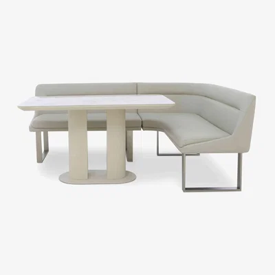 Furniture Village Avorio Fixed Dining Table and Right Hand Facing Corner Bench Set