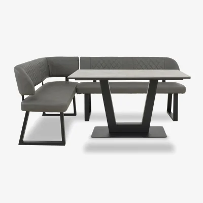 Furniture Village Venus Dining Table and Left Hand Facing Corner Bench - Grey